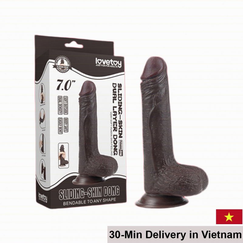 Lovetoy Sliding Skin Dong 7 Inch Wall Mountable Dildo 