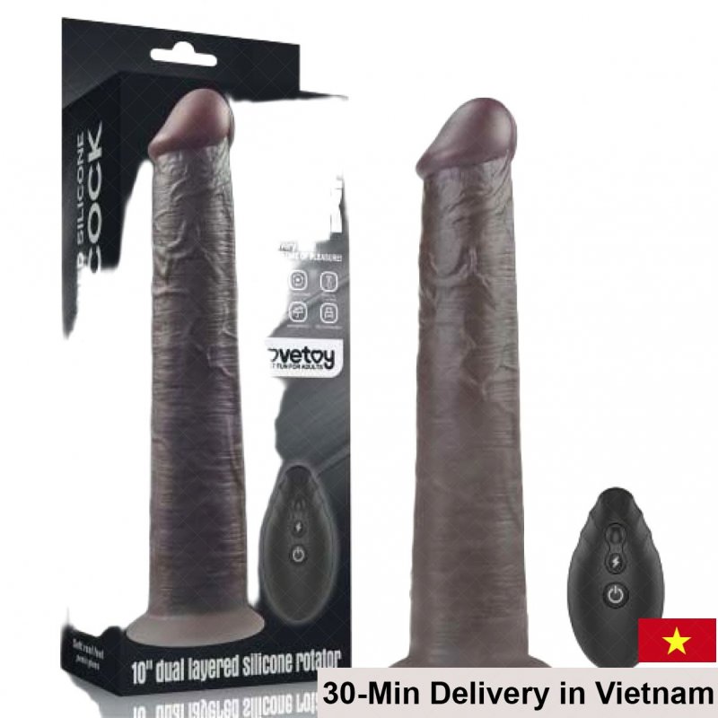 Lovetoy USA 10” Dual-Layer Silicone Rotating Vibrating Dildo 