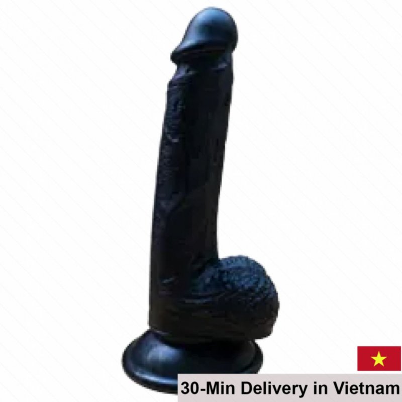 Black Wall Mount Dildo Flexible Silicone Realistic 15x3.5cm 