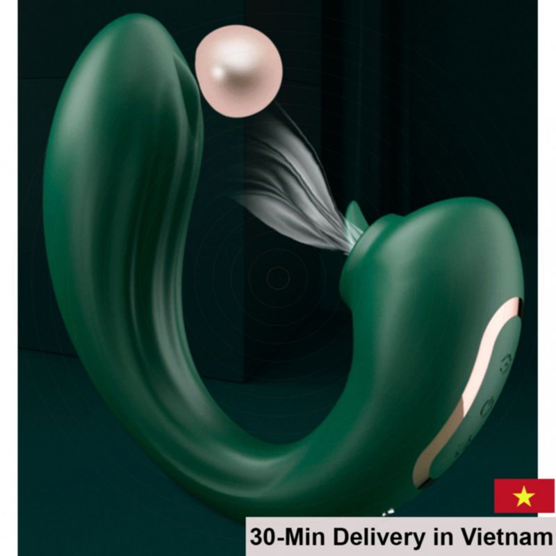 Jiuai 2-Head Premium Vibrator Licking Pulsing Silicone Female Toy 