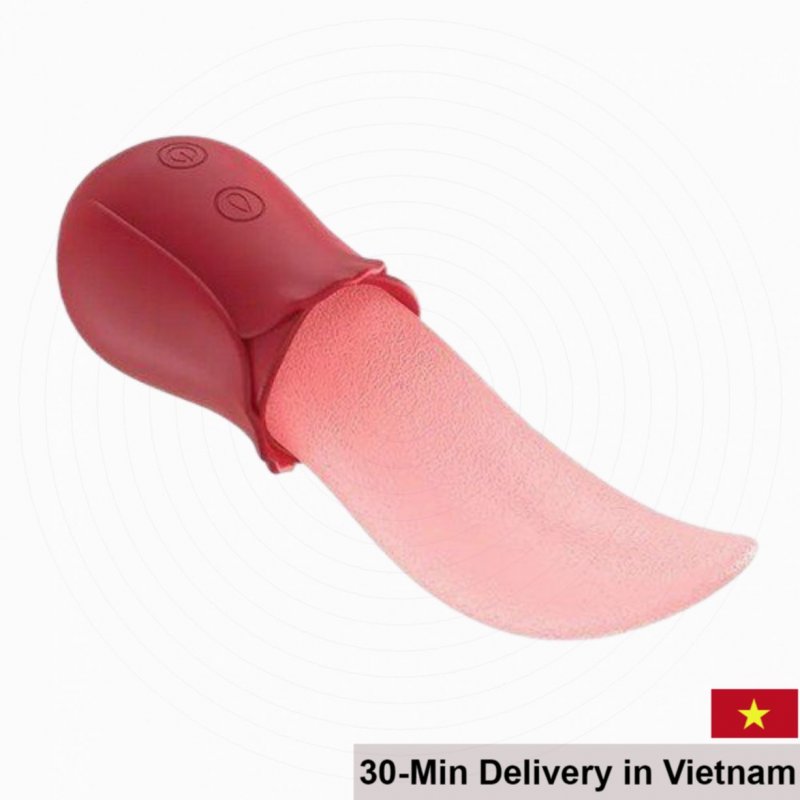 Red Rose G-Spot Clitoral Tongue Vibrator Silicone 