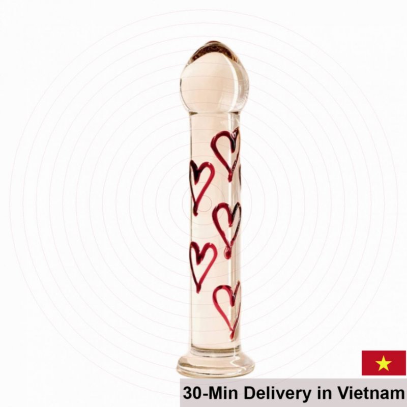 MizzZee Glass Heart-Patterned Durable Glass Dildo Versatile Use 