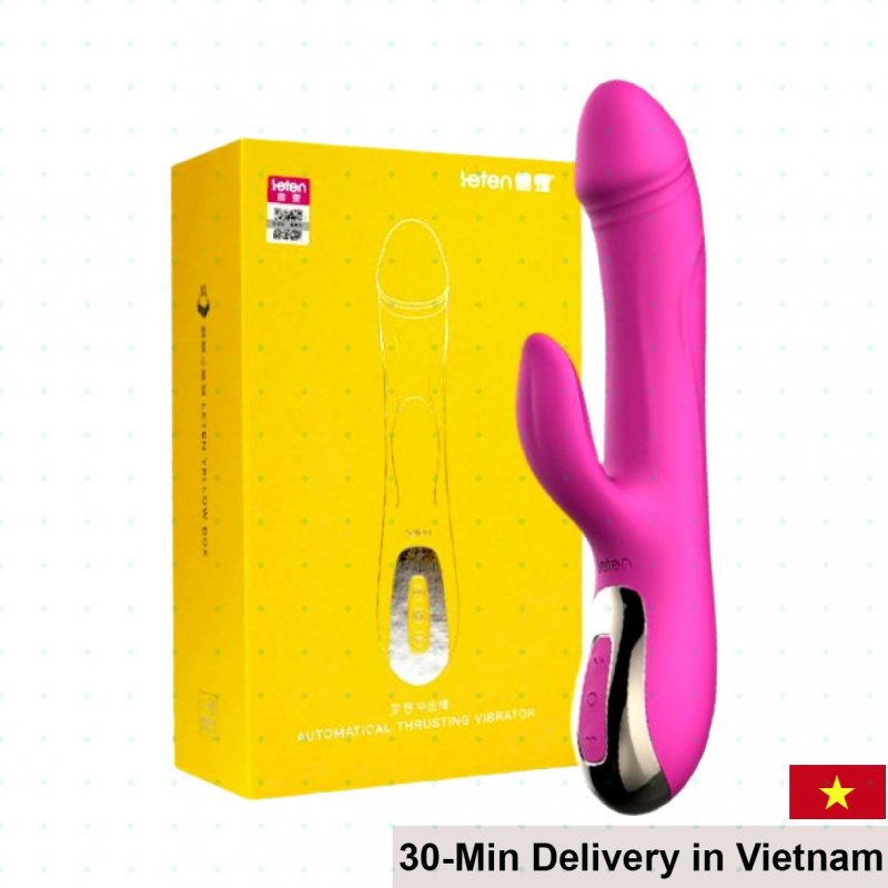 Leten Heated Thrusting Vibrating Silicone Dildo 20cm 