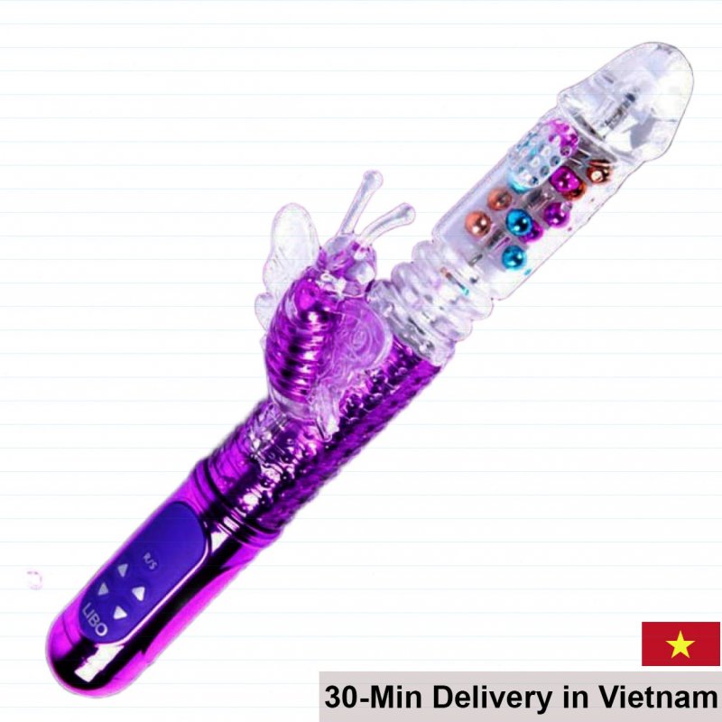 Libo Flash Light Dual Action Vibrating Thrusting Dildo 
