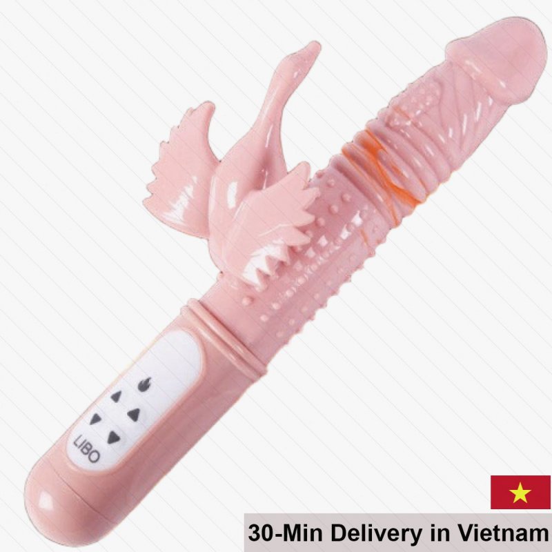 LIBO Heated Vibrating Thrusting Silicone Sexual Massager for Women 