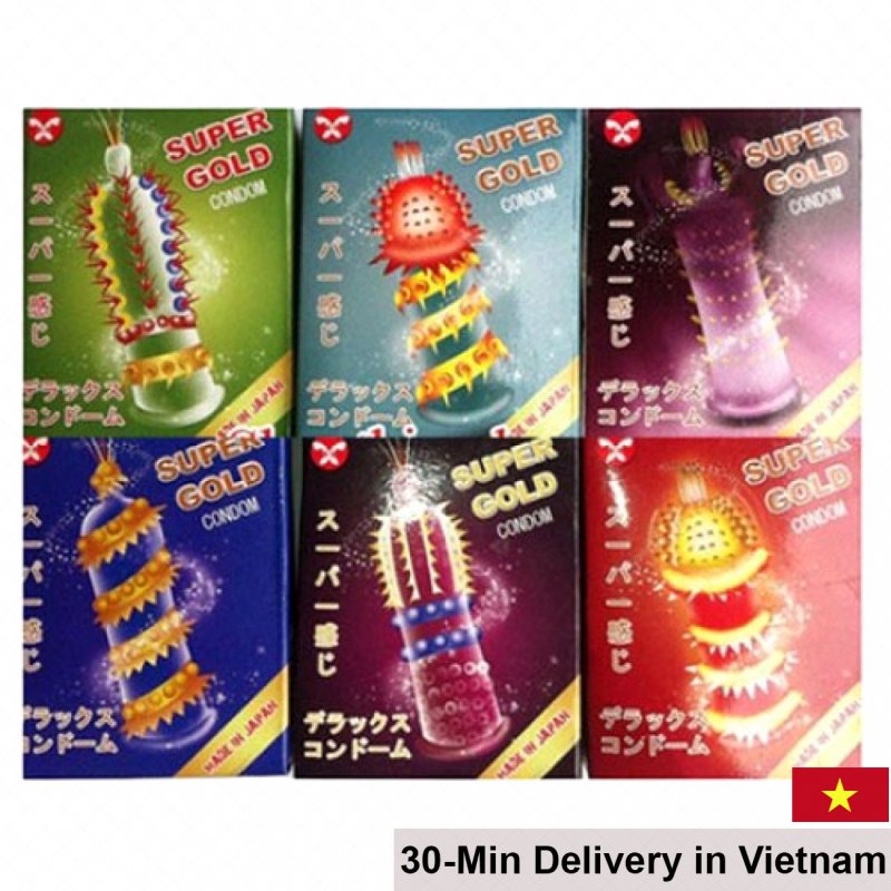 Super Gold Extra Ribbed Condom Enhance G-Spot Pleasure Soft 