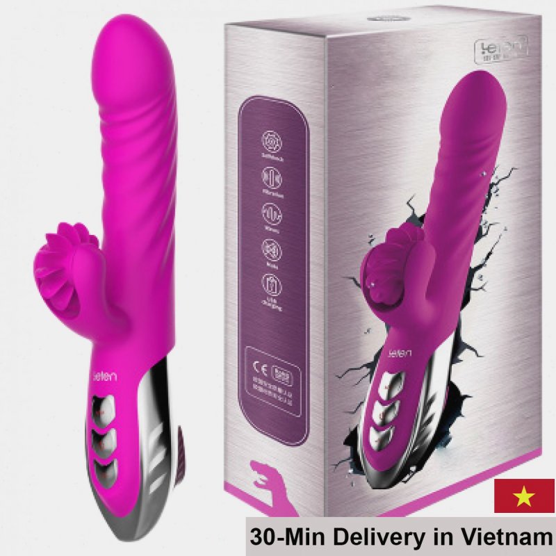 LETEN Premium Heated Thrusting Licking Silicone Vibrating Dildo 