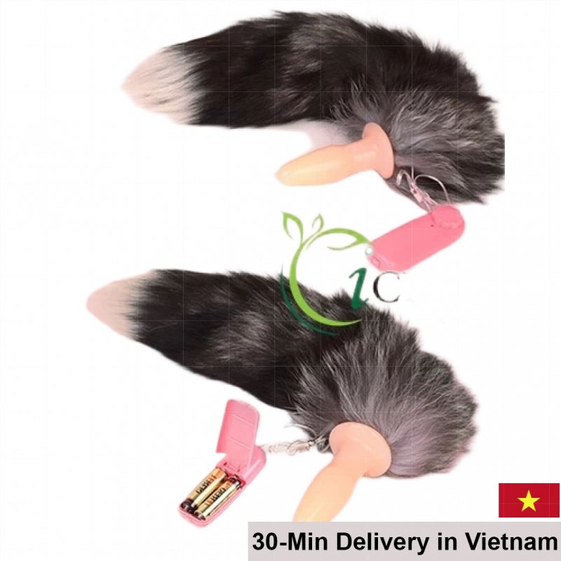 Silicone Fox Tail Anal Vibrator Powerful Dual Color Soft Silicone Toy 