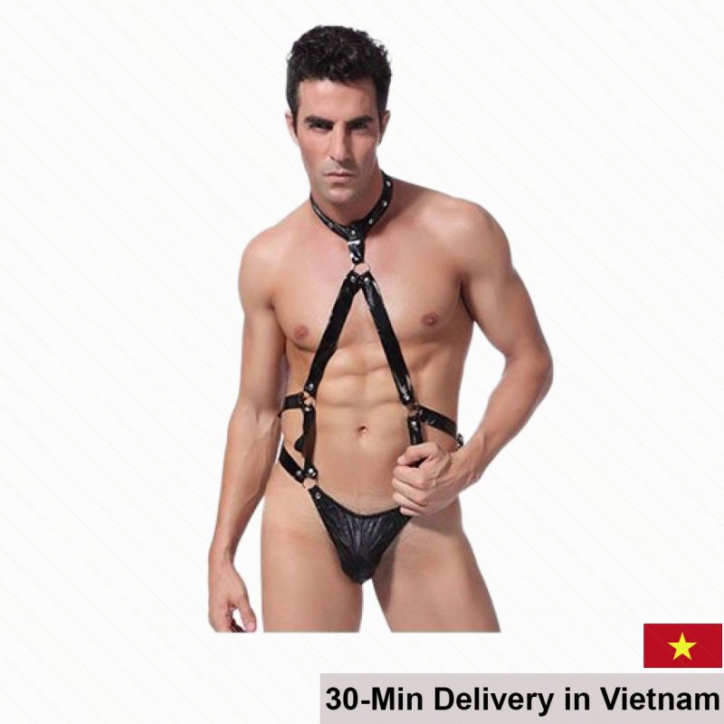 Sexy Black Thong Lingerie Leather Strap Erotic Wear Freesize 