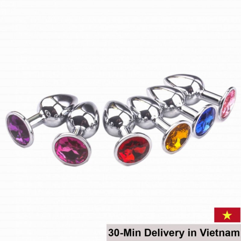 OEM Inox Anal Plug With Colorful Gems Stylish Couples Toy 