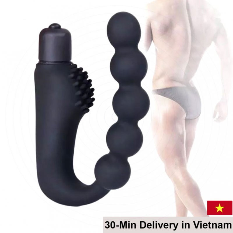 10-Speed Curved Beaded Anal Massager with Detachable Vibrator 