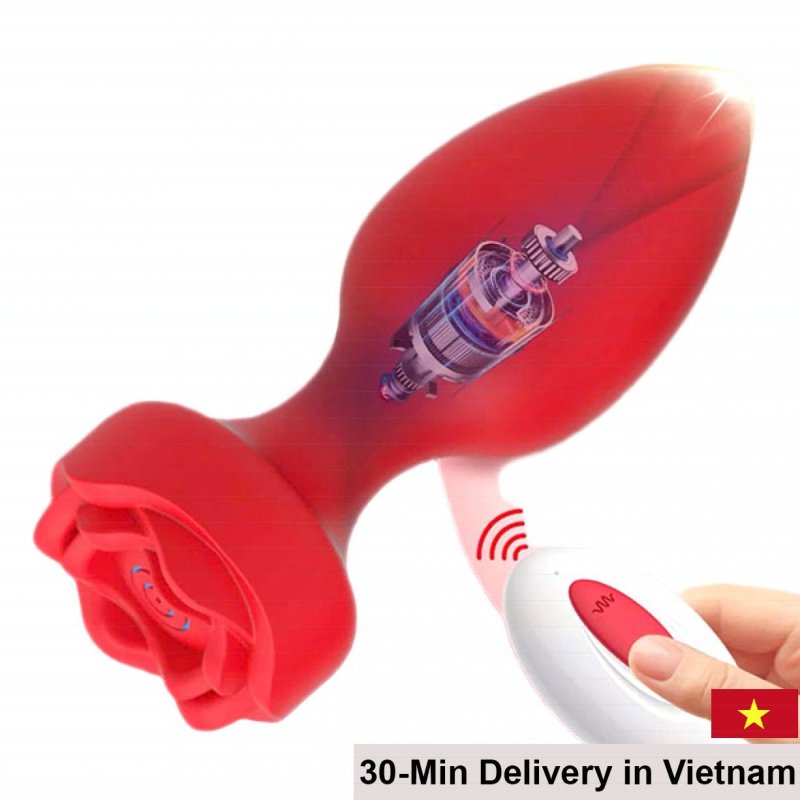 Remote Controlled Rose 10 Speed Silicone Prostate Massager Anal Plug 