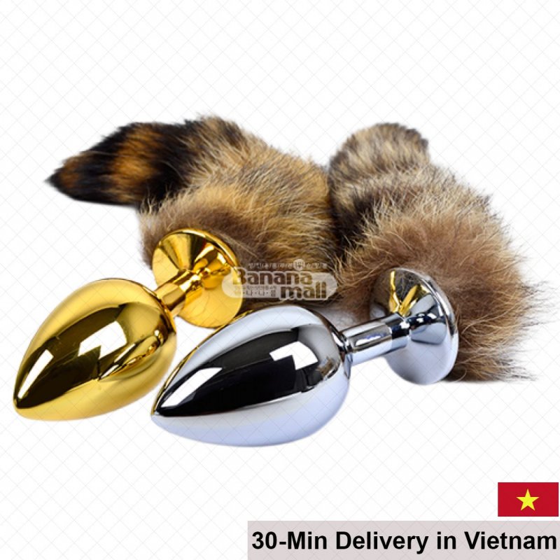 Premium Anal Tail Plug Luxury Metal Plated Fox Fur 