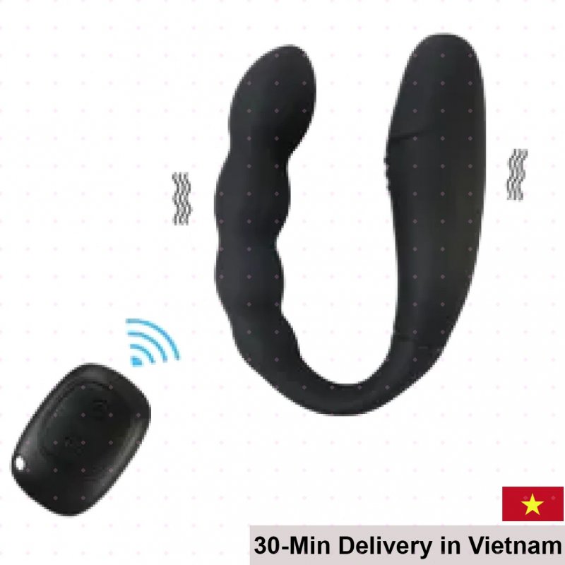 Remote Control U-Shaped Anal Vibrator with 10 Modes Black 