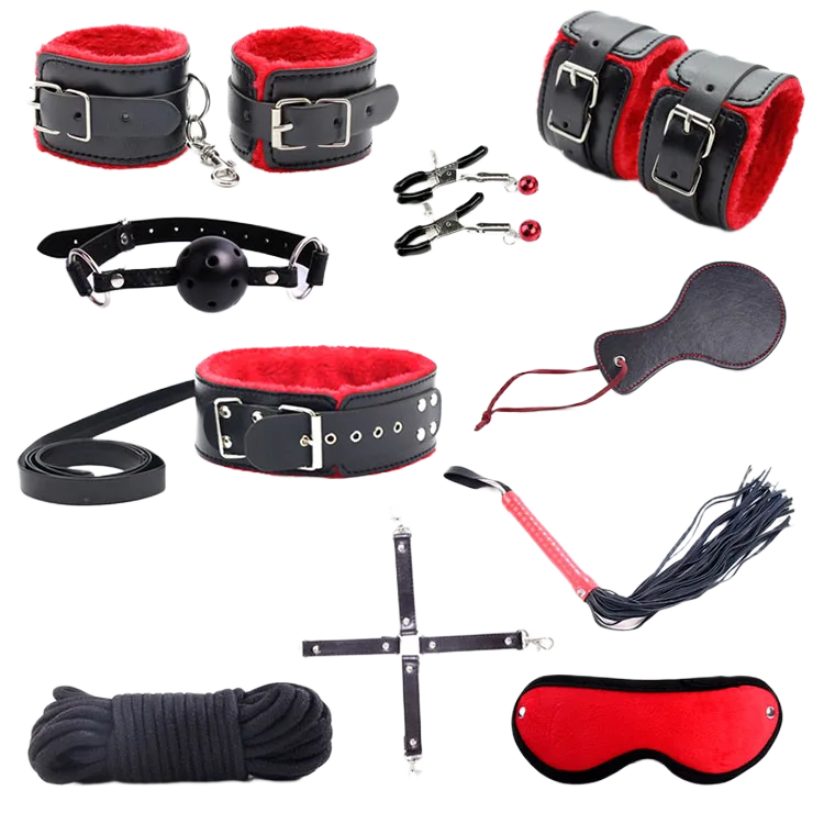10-Piece BDSM Luxury Set Sensual Bondage Fantasy Gear