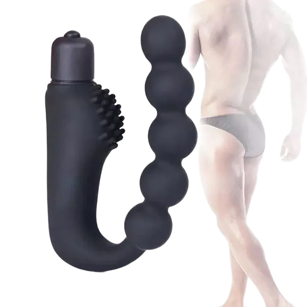 10-Speed Curved Beaded Anal Massager with Detachable Vibrator