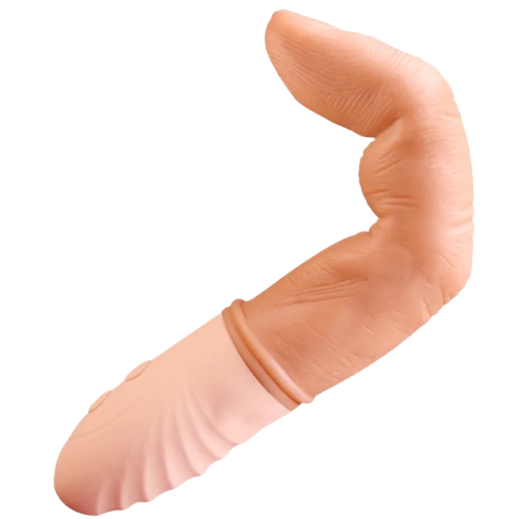 12-Speed Heated Silicone Finger Vibrator Curved for Intense Stimulation