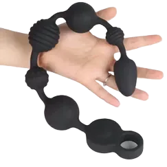 35cm Long 3-Motor Silicone Anal Bead Vibrator 10 Modes