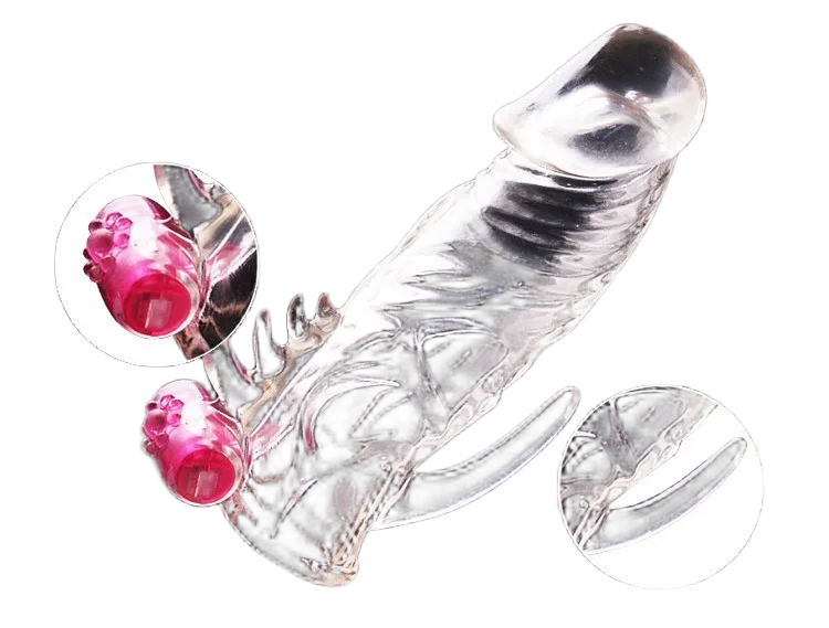 3D Silicone Vibrating Strap-On Condom Safe Pleasure