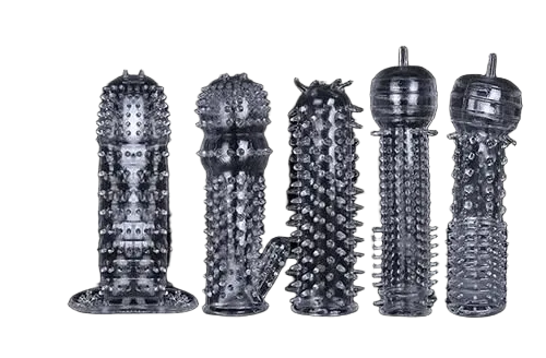 5pcs Transparent Textured Penis Sleeves Soft Silicone Enhancers