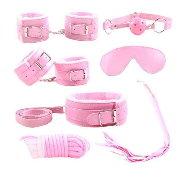 7-Piece BDSM Toy Set Pink Restraints