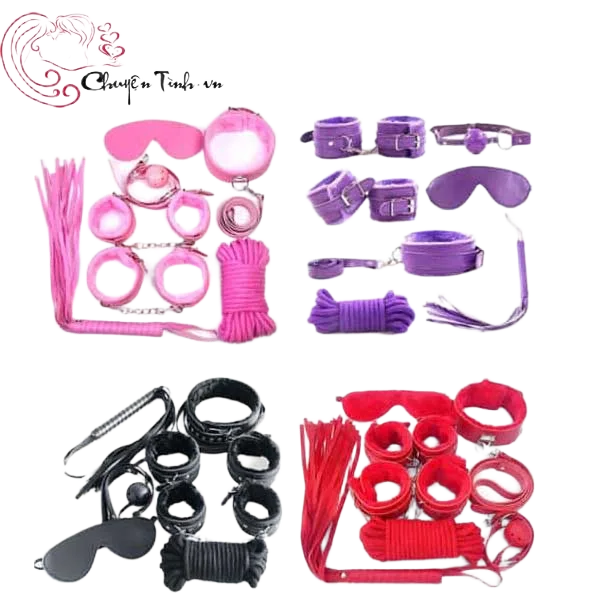 7pcs Leather BDSM Toy Set Red Black Purple Elegant