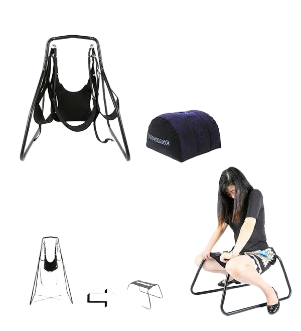 Acacia 3-in-1 Love Swing Chair Black Metal Silicone for Women