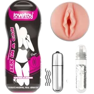 AD42A Male Masturbator Cup With Vibrator Realistic Feel 16cm Length