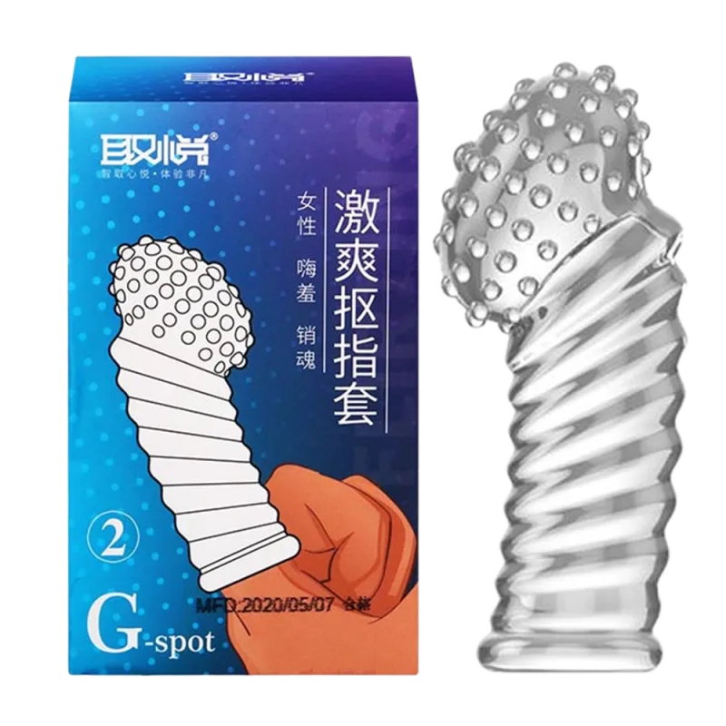 Aichao G-Spot 2-Finger Long Condom Large Nubs Single Pack