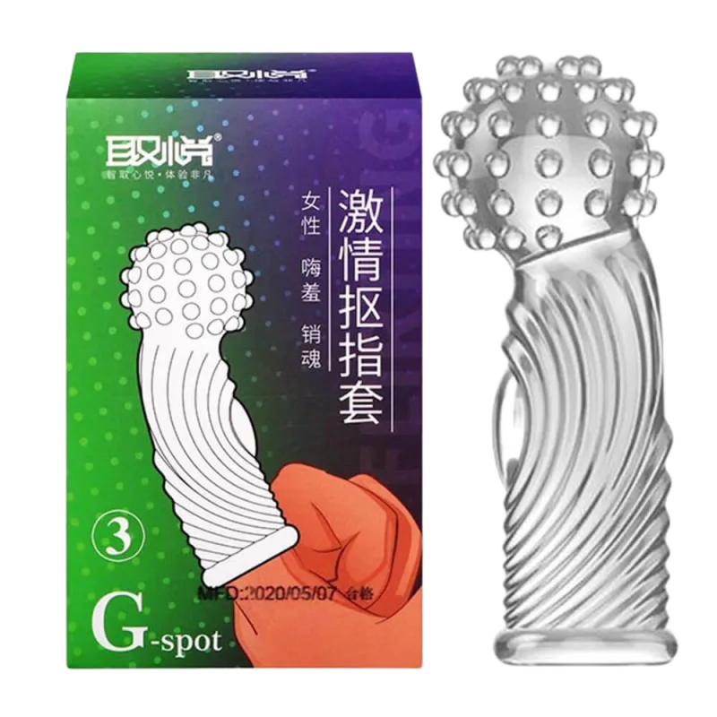 Aichao G-Spot 3-Finger Condom Large Nubs Single Pack