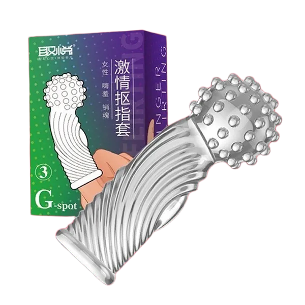 Aichao G-Spot Large Textured Finger Vibrating Condom