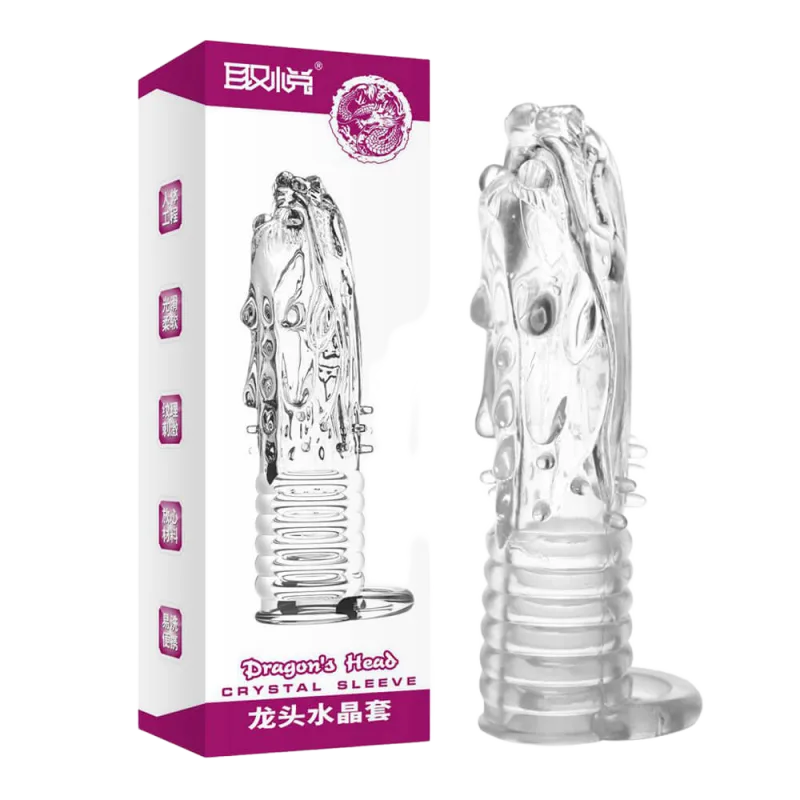 Aichao Pink Dragon Head Extension Condom Enhance Male Size