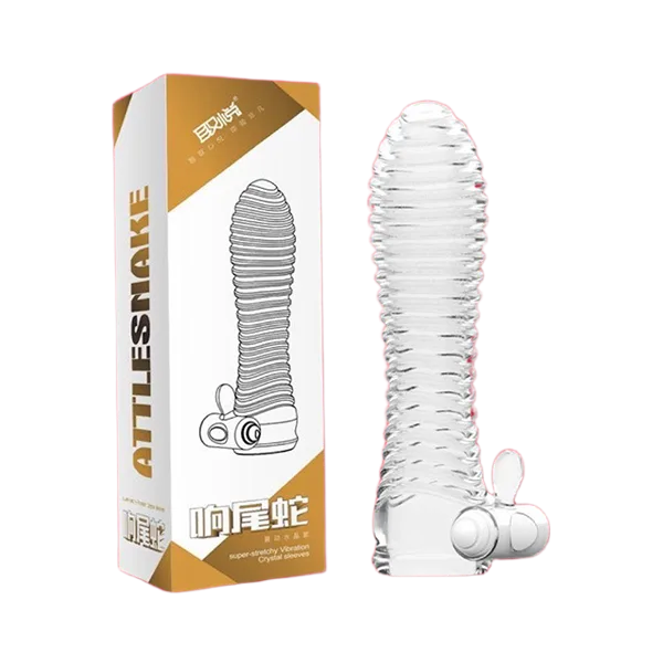Aichao Ribbed Vibrating Penis Extender Condom Premium