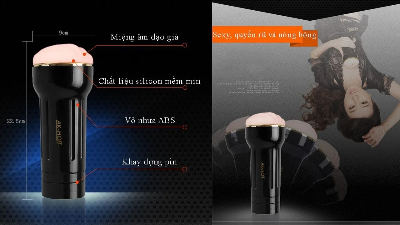 AK HOT DP 08 Handheld Powerful Male Vibrating Masturbator 22cm — photo 2