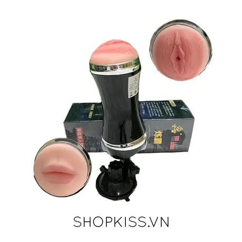 Wall-Mount Double-Ended Vibrating Realistic Silicone Male Masturbator — photo 2