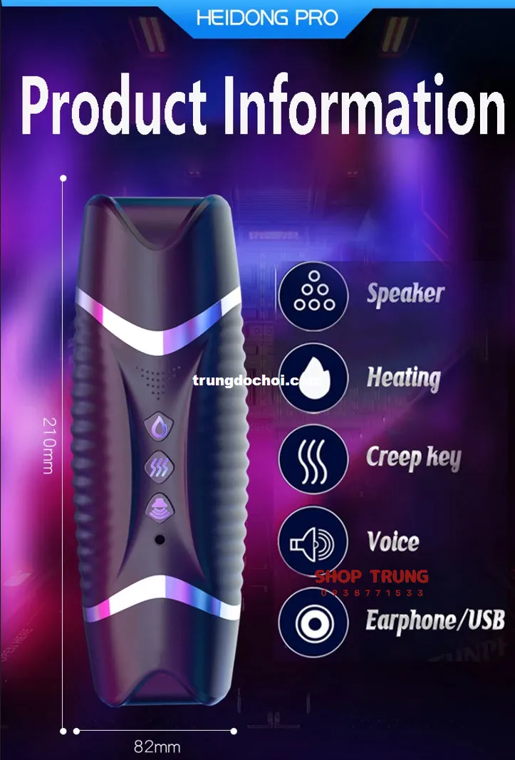Black Double-ended Heated Vibrating Realistic Masturbator — photo 5