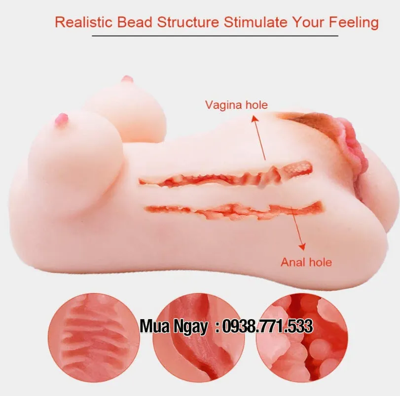 Silicone Handheld Realistic Male Masturbator Double Hole Toy — photo 7