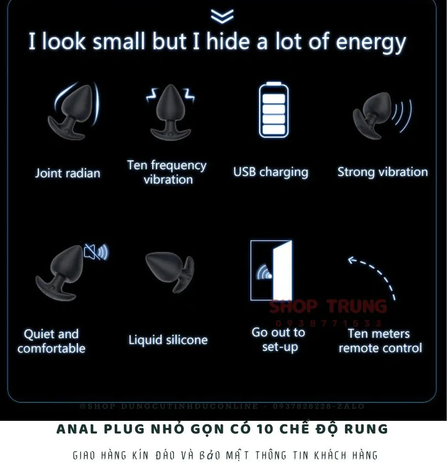 Compact anal plug with 10 vibration modes medical silicone — photo 6