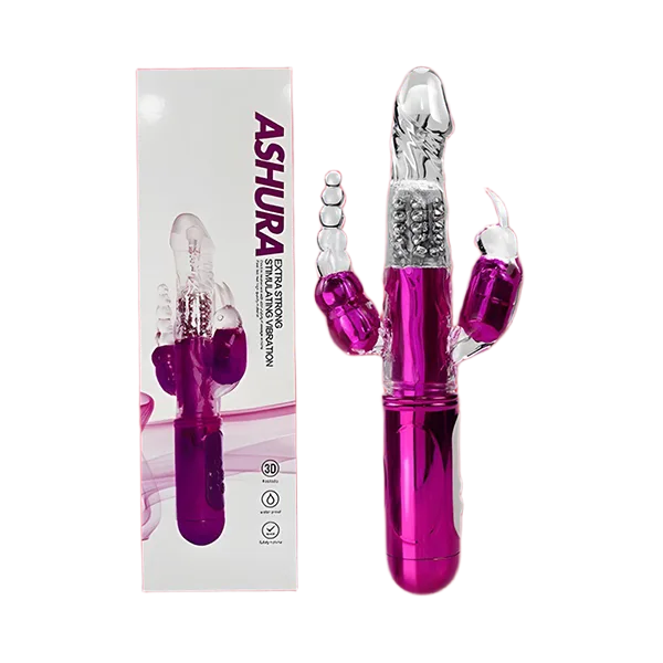Ashura Triple-Headed Vibrating Dildo - Rotating & Thrusting Functions