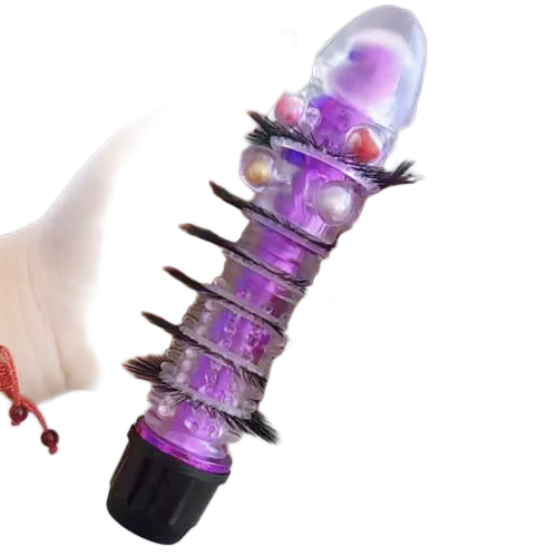 Baile 30-Speed Furry Vibrating Spider Web Silicone Dildo
