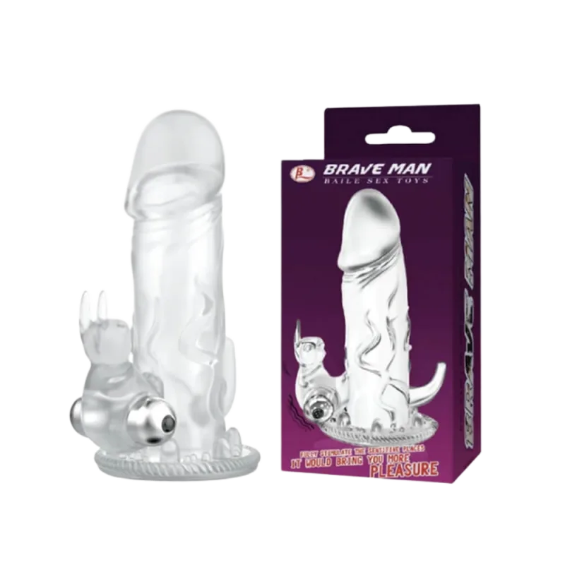 Baile Brave Man Vibrating Ribbed Penis Condom Pleasure Ring