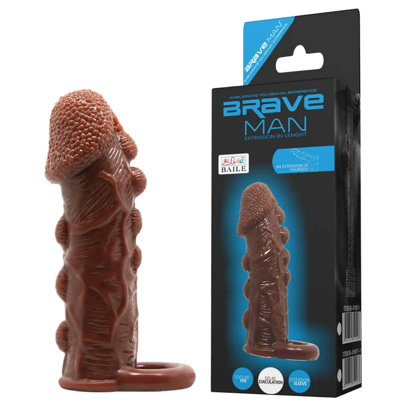 Baile Braveman Brown Strap-On Textured Silicone Sleeve