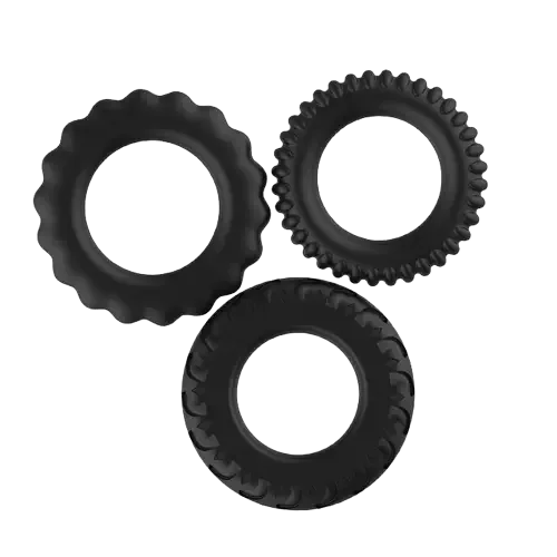 Baile DC60U 3 Silicone Rings Ribbed & Studded