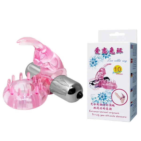 Baile Rabbit Ear Ring Vibrator 7 Modes Waterproof Soft Feel