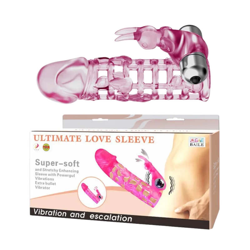 Baile Rose Condom Extension Pink Soft Silicone Ribbed Pleasure