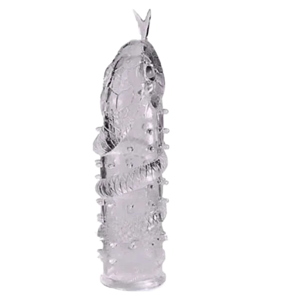 Baile Textured Transparent Penis Sleeve with Tongue & Veins