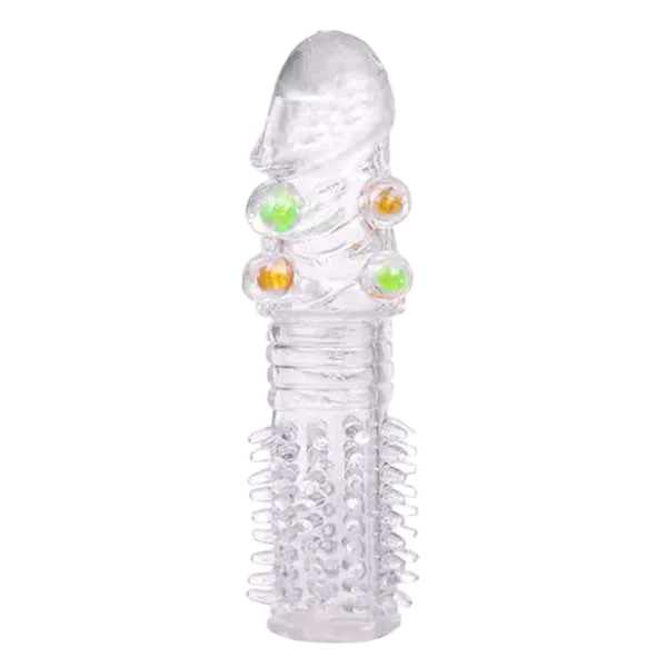 Baile Transparent Beaded Condom Vibrating Sleeve