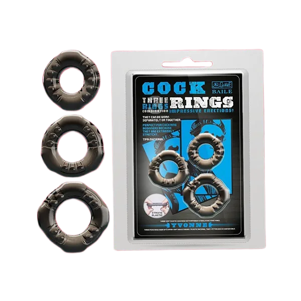 Baile Yvonne Silicone Delay Rings 3-Pack Prolong Erection