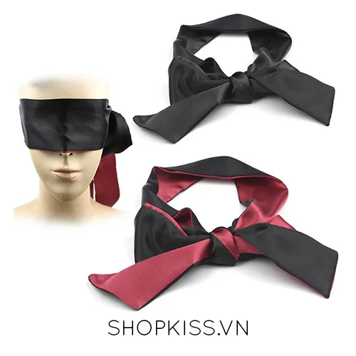 Silky Satin Blindfold Soft BDSM Eye Mask Black Red — photo 2