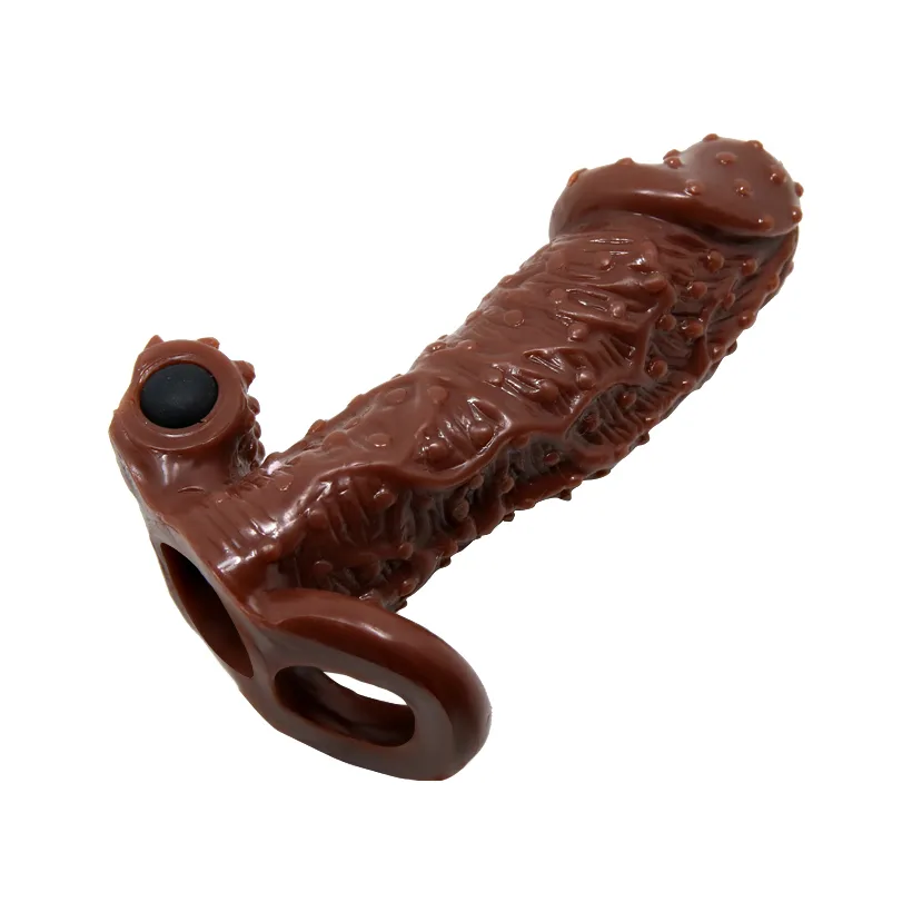 Brave Man Brown Cock Sleeve Condom with Strap Enhance Size — photo 3